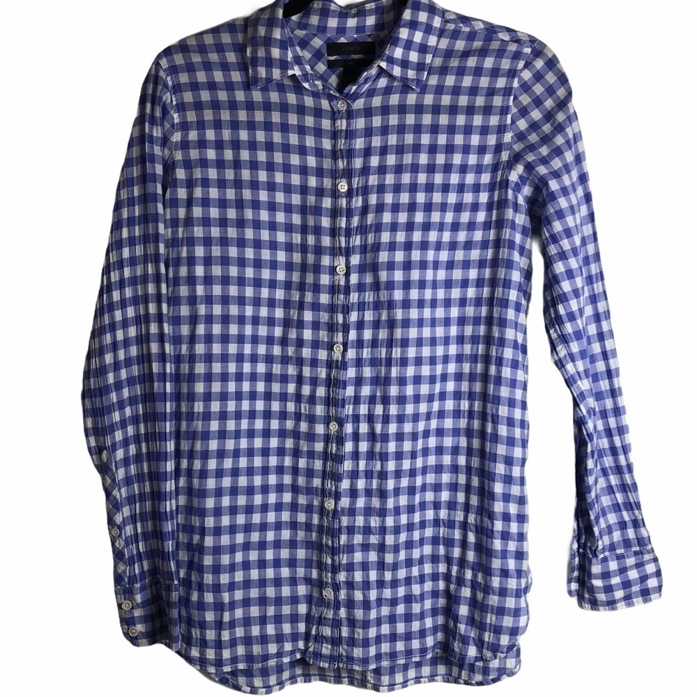 J Crew Gingham Boy Button Shirt Size 4